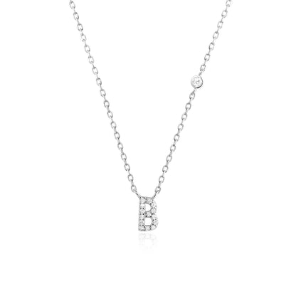 VEWANT New 925 Sterling Silver Monogram Initial Letter A M Pendant Long Chain Necklace Crystal Fine Jewelry Luxury Fine Jewelry