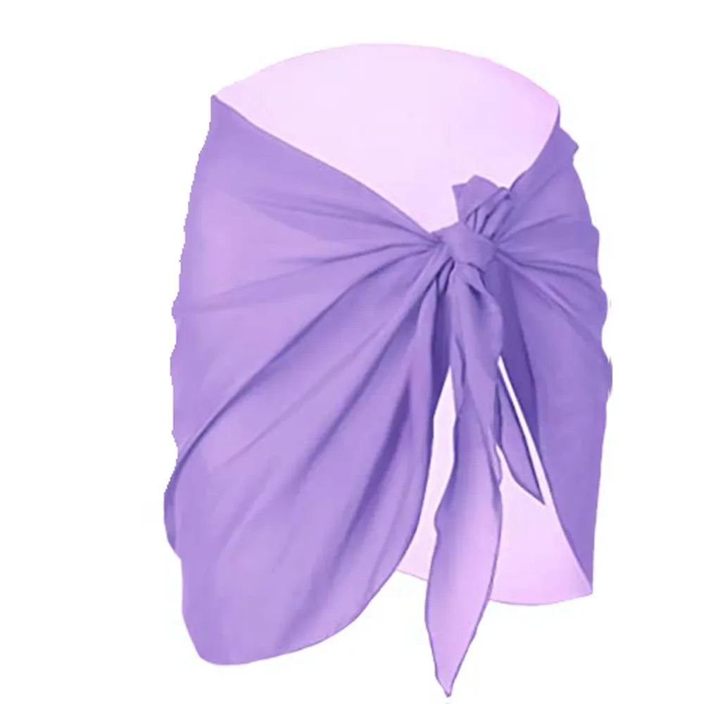 Women Short Sarongs Bathing Suit Wrap Swimsuit Coverups Beach Bikini Sheer Short Skirt Chiffon Scarf Cover Ups for Swimwear