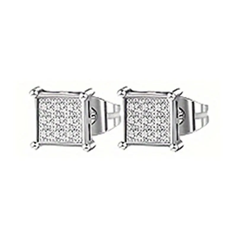 21 pairs of men's stainless steel earrings, circular CZ earrings, hypoallergenic earrings, unisex perforated earrings