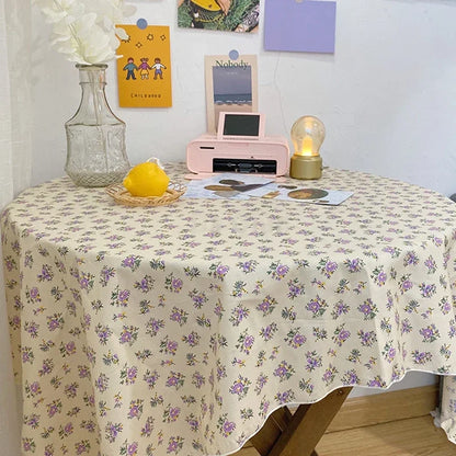 Ins Table Cloth Floral Printed Decoration Floral Cloth Rose Lavender Pattern Desk Cover Bedroom Desk Tablecloth Home Decor 식탁보