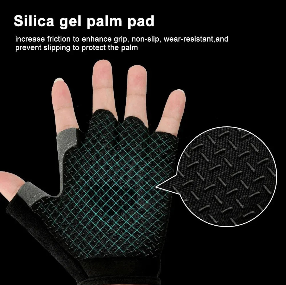 Gym Gloves Fingerless Gloves Anti-Slip Shock-Absorbing Breathable Gloves Sports Gloves for Training Lifting Weight Cycling