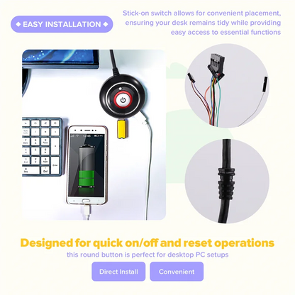 ELECT-Computer Desktop Switch Button With Dual USB Port Desktop Host External Start Button