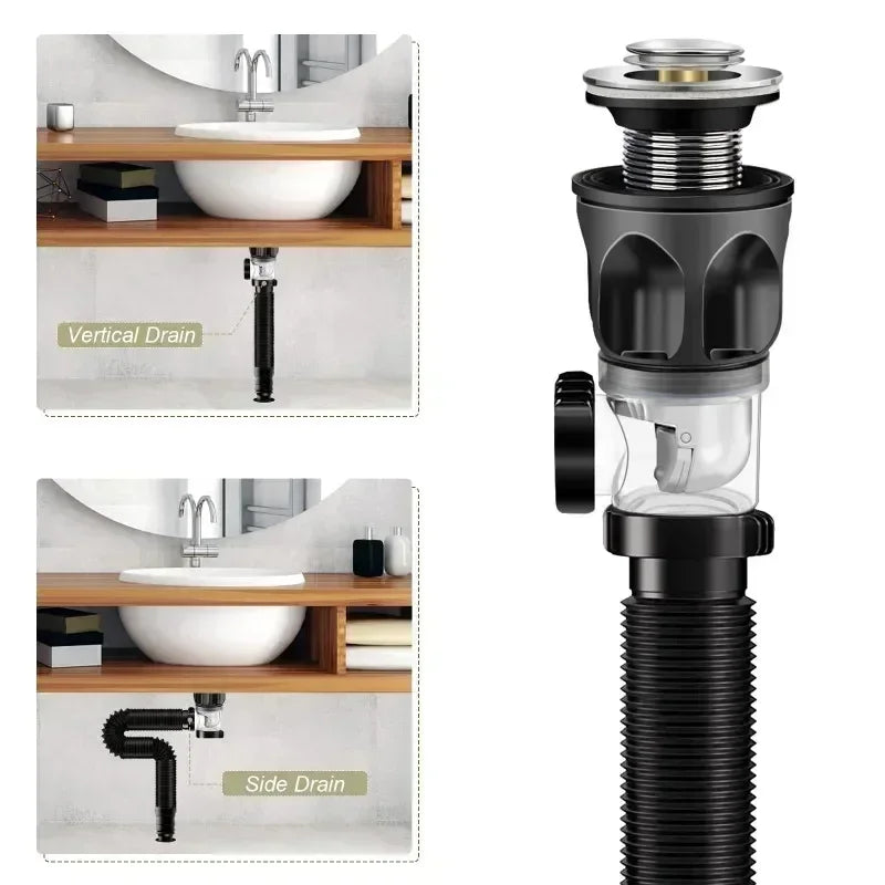Kitchen Bathroom Basin Drain Pipe Bath Flexible Universal Sink Sink Drain Hose Sink Basin Drain Pipe