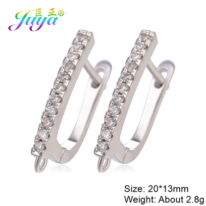 Juya 18K Gold Silver Plated Fastener Bales Fixture Earring Hook Locks For DIY Women Fashion Crystal Agate Charms Earrings Making