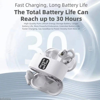 2in1 Ear-Clip in-Ear Couple Wireless Bluetooth Headphones LED Power Display Earphones Earbuds for Game Music
