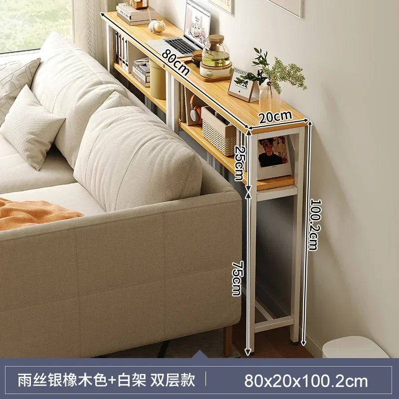 Multi-functional Living Room Long Partition Rack Bed Tail Storage Table Rear Sofa Gap Narrow Side Table Space-Saving Furniture