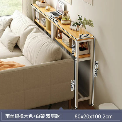 Multi-functional Living Room Long Partition Rack Bed Tail Storage Table Rear Sofa Gap Narrow Side Table Space-Saving Furniture