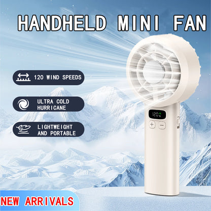 Portable Handheld Fan USB Rechargeable Mini Fan High Speed Cooling Fan with LED Digital Display for Travel Camping Outdoor