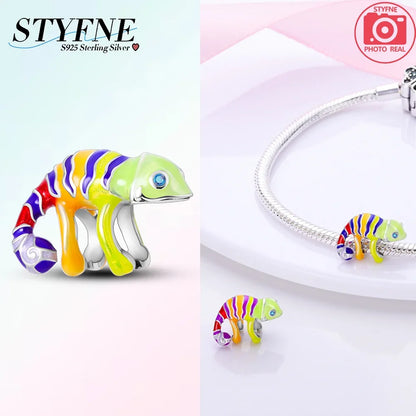 925 Sterling Silver Chameleon Luminous Firefly Butterfly Charms Beads Fit 925 Original Bracelets Fine DIY Jewelry Making