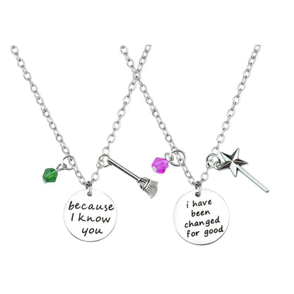 Wicked Necklace Glinda Rose Quartz Wand Necklace Elphaba Aventurine Hat Necklace Natural Gemstone Crystal Charm Necklace