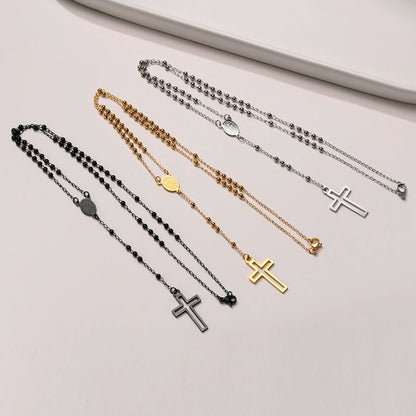 Simply Rosary Necklace,Cross Necklace, Virgin Mary Religious Necklace, Lariat Necklace for Men Women Jewelry