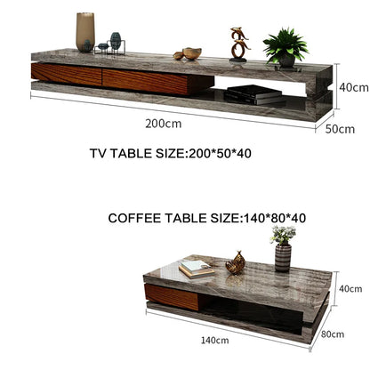 Post-modern coffee table tea table light luxury post-modern living room cave pattern square high-end storage table tea table