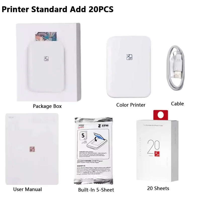 HPRT MT53 Portable Mini Mobile Pocket Printer 2x3 Inch Print Maker Sticky-Backed Photo Paper Bluetooth Mobile Thermal Machine