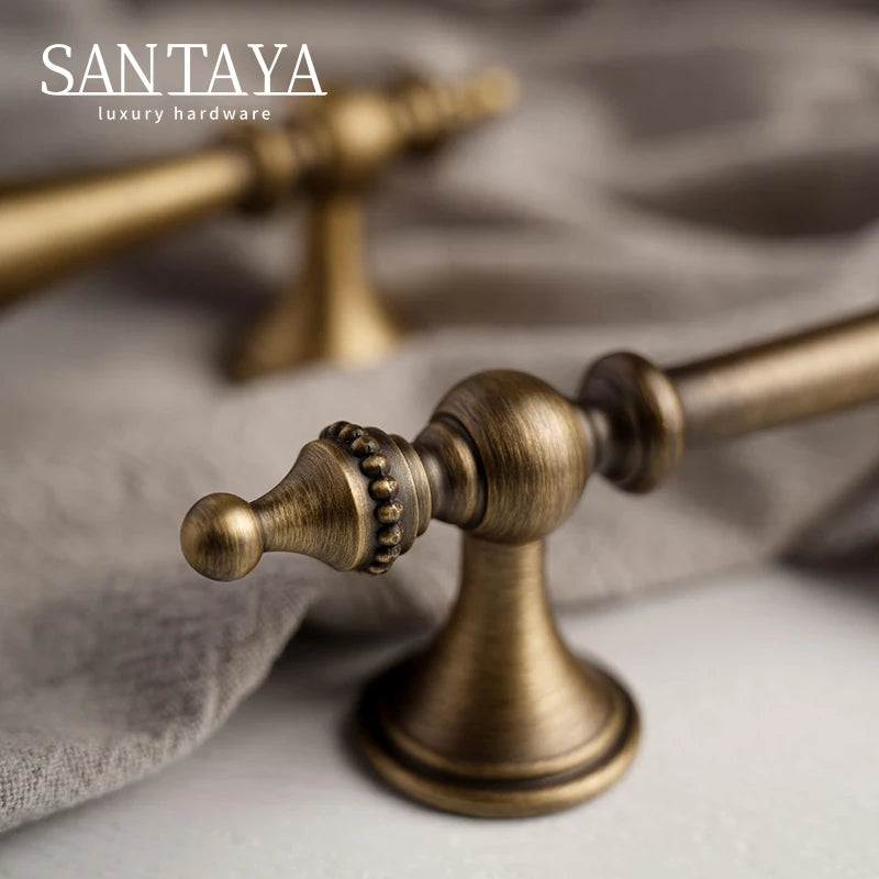 Santaya Bronze Solid Antique Brass Cabinet Handles Wardrobe Pull Cupboard Door Knob Kitchen Cabinet Handles Bronze Pulls