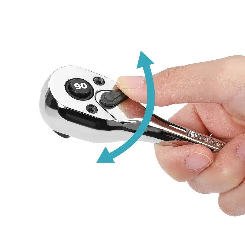 Ratchet Wrench, 1/4'' 3/8'' 1/2'' Drive 24-Tooth Reversible Socket Ratchet With Quick Release, Chrome Alloy , Fully Polished