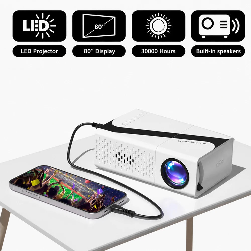 portable projector 4K Decoding 720P Native Supports Mobile Phone Projection, Suitable for IOS/TV Stick/Usb/Laptop Other Devices