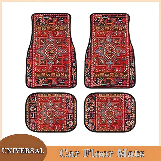 Car Floor Mats Set of 4 Persian Rug Design Durable Front Rear Carpets for Cars Trucks SUVs