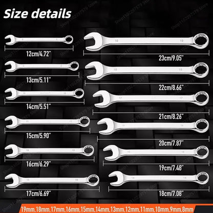 8-19Mm Wrench Set, Double-Head Opening Design, Anti-Slip And Efficient work, Portable Household Universal Hand Repair Tool.