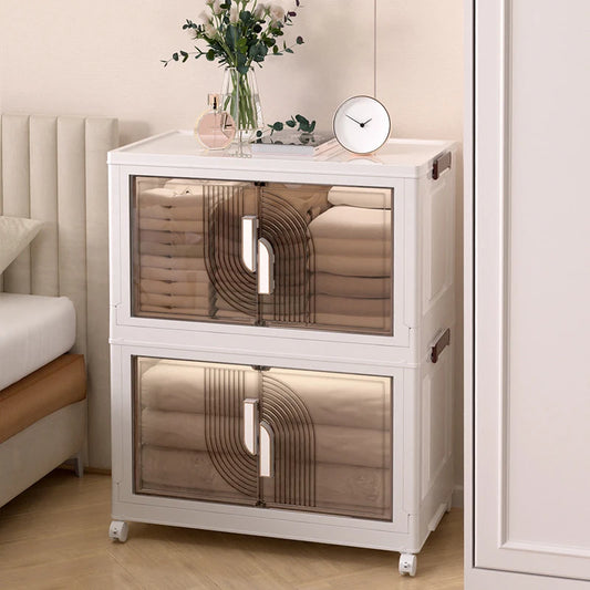 Folding Storage Box Multifunctional Transparent Storage Bins Clothes Toy Makeup Organizer Boxes Bedroom Organizers Box with Lid