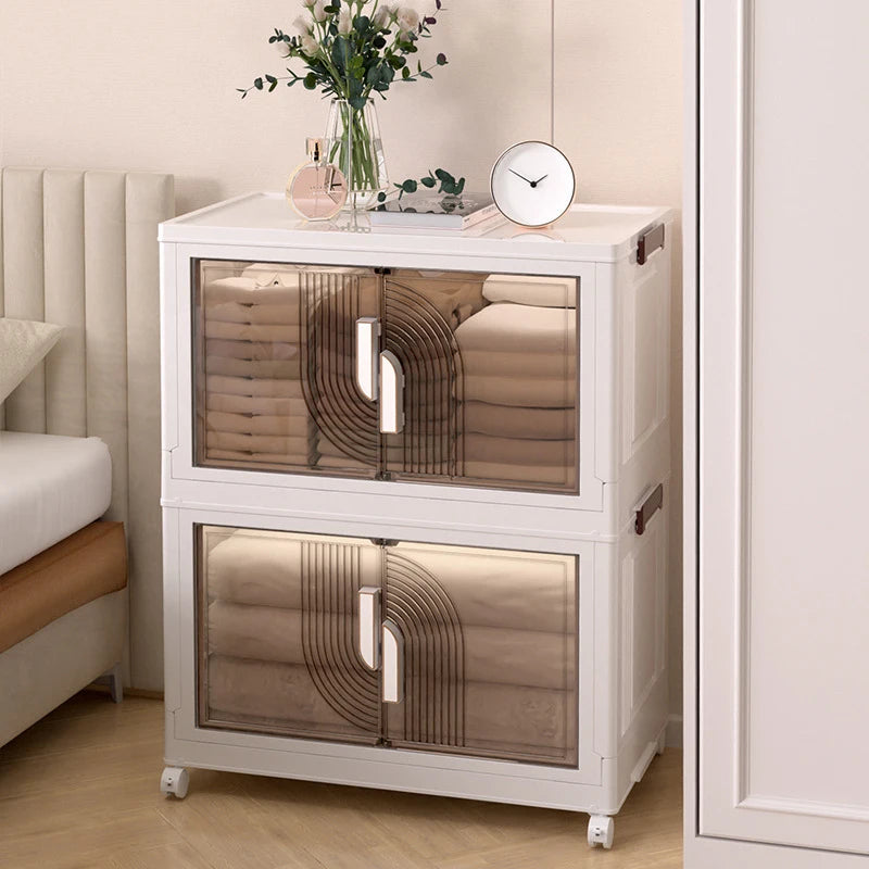 Folding Storage Box Multifunctional Transparent Storage Bins Clothes Toy Makeup Organizer Boxes Bedroom Organizers Box with Lid