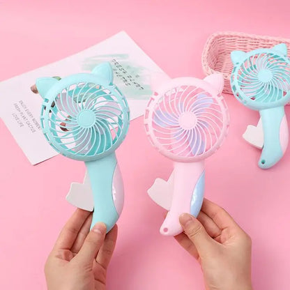 Portable Hand Pressure Fan Mini Handheld Fan Without Battery Cartoon Fan Summer Air Cooler Travel Home Fan Cute Cat Hand Fan