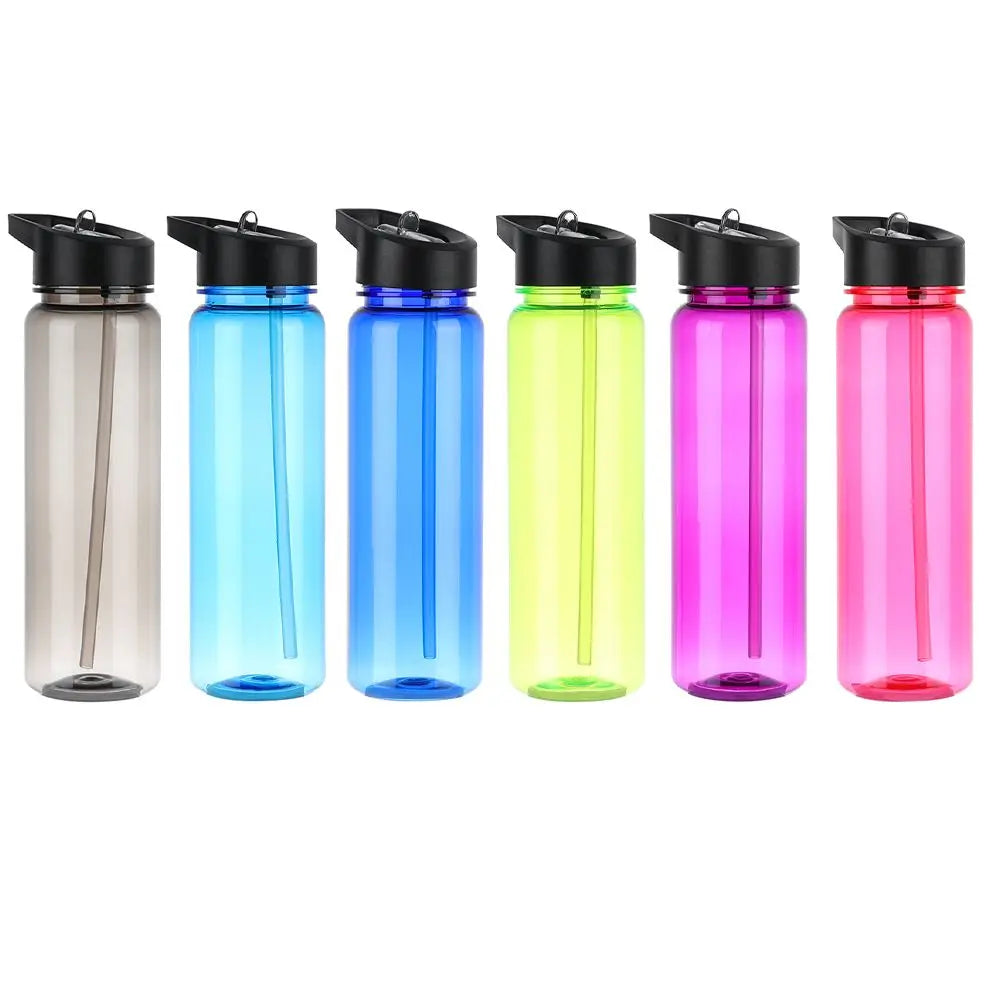 750ml Sports Water Bottle With Straw Outdoor Plastic Clear Dinkware Travel Camping Portable Leakproof Drinking Cup