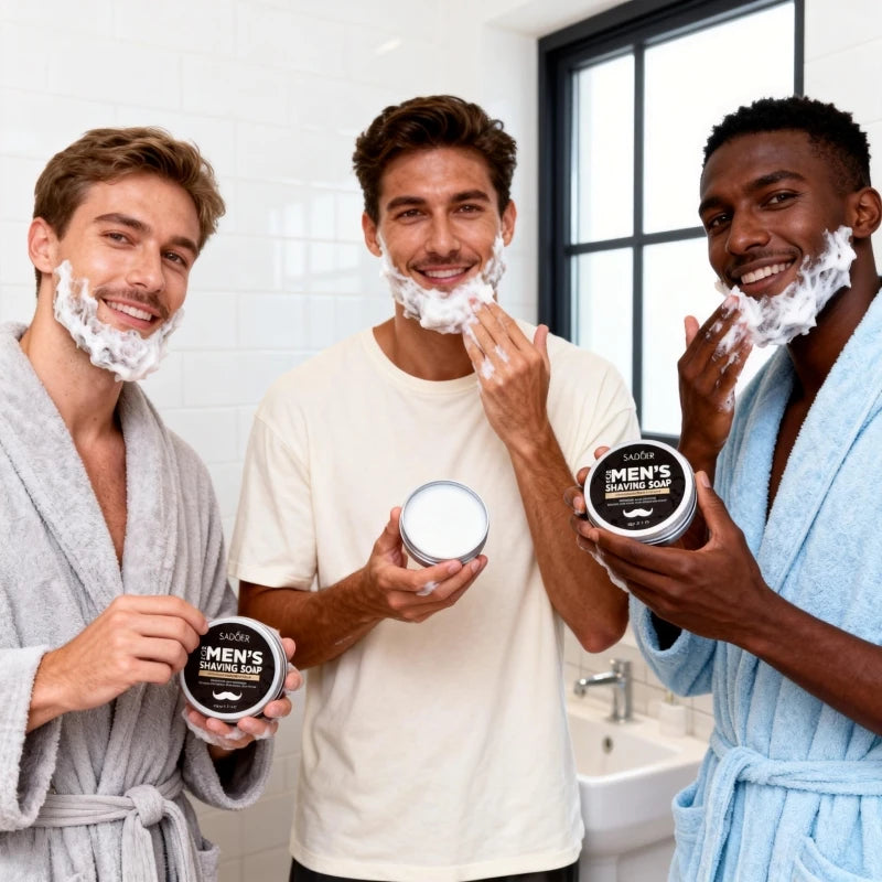 60g Men's Shaving Soap Contains Mint Extract, Olive Fruit Oil, Tocopherol, and Other Ingredients, Does Not Harm the Skin, Softens the Beard for a Smooth Shave, Has Thick and Fine Foam, Easily Softens the Beard, Making Shaving
