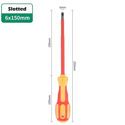 Screwdriver Set With Insulated Chrome Vanadium Steel Blade Ergonomic PP TPR Handle Magnetic Tip Flat Head And Cross Head 3-6mm