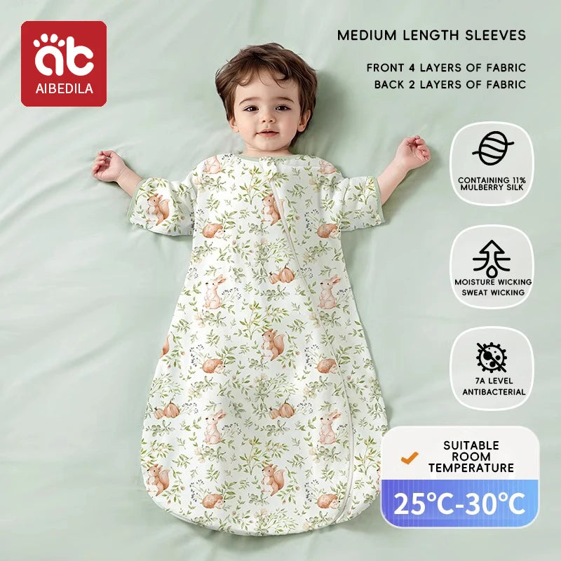 AIBEDILA ﻿Baby Sleeping Bag Childen Summer Silk bamboo Cotton Babe Sleepsack 1-3Years Infant Breathable Growth Blanket Sleepwear