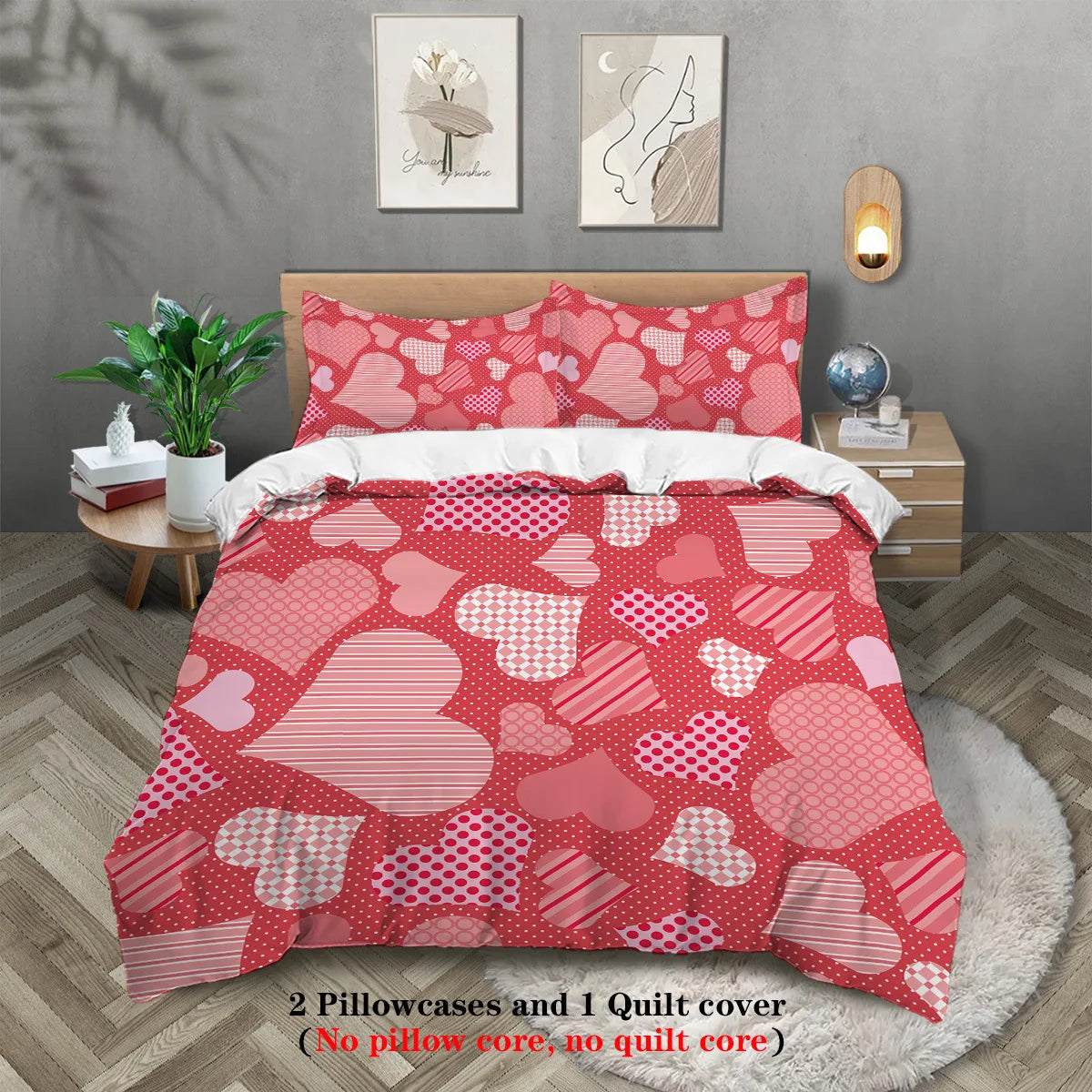 Luxury 3PC Comforter Bedding Set - Soft Microfiber Bedspread Cover with Duvet Cover Pillowcases Bed Sheet Sets for Double/King