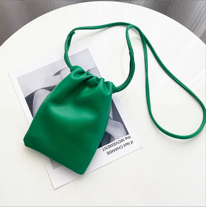 New mobile phone bag women's bag fashionable simple small lucky bag single shoulder crossbody bucket bag drawstring small bag