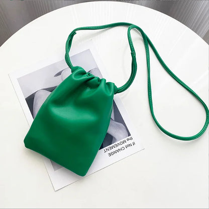 New mobile phone bag women's bag fashionable simple small lucky bag single shoulder crossbody bucket bag drawstring small bag
