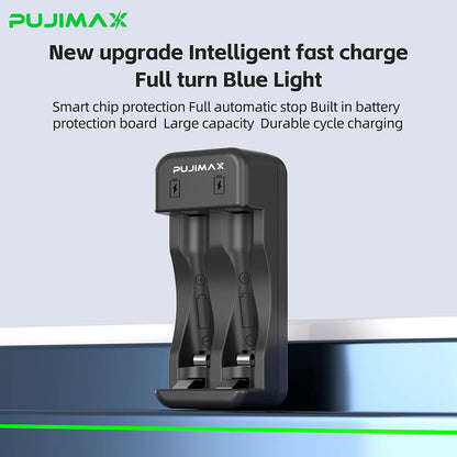 PUJIMAX 2/4/8-slot Battery Charger for 1.5V AAA/AA Li-on Rechargeable Battery Short Circuit Protection LED Display USB Charger