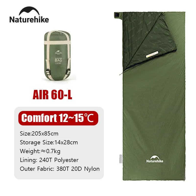 Naturehike Camping Sleeping Bag Outdoor Ultralight LW180 Waterproof Sleeping Bag Hiking Traveling Climbing 3 Seasons