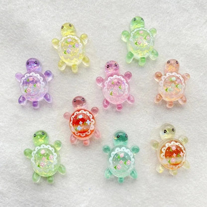 10pcs Cute Cartoon Colorful Turtle Flat back Resin Scrapbook Figurines DIY Home Decor Crafts