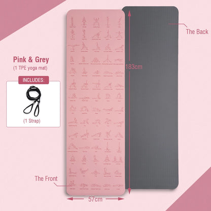 TPE Yoga Mat Non Slip With Patter 183*57cm 6mm Eco-friendly Hight-densit Gymnastics Mat Suitable for Mats Yoga And Pilates Sport