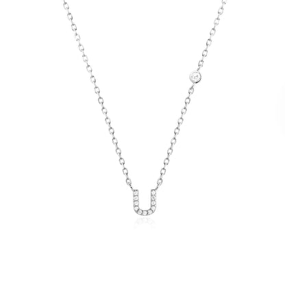 VEWANT New 925 Sterling Silver Monogram Initial Letter A M Pendant Long Chain Necklace Crystal Fine Jewelry Luxury Fine Jewelry
