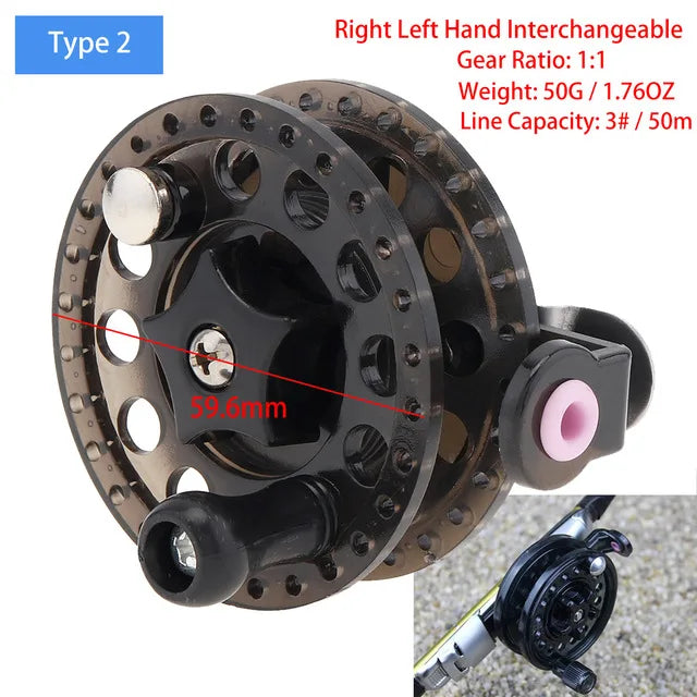 Mini Winter Ice Fishing Reel Ultralight 50mm 55mm 60mm Hand Reel Fly Fishing Line Wheel Carp Spool Pesca  Tackle