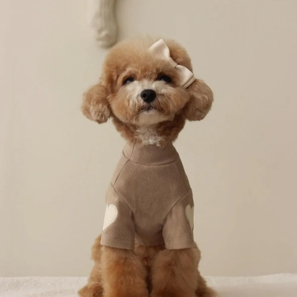 New Winter Warm Gift Pet Dog Clothes Bear Teddy Cute Love Puppy Clothing Base Shirt Designer Cat Pet Warm Clothes