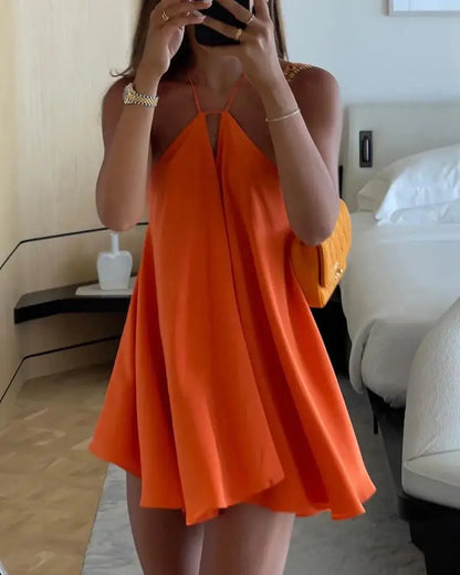 Sexy White Halter Backless Short Dresses Back Lace Up Tie-Waist Sexy Summer Beach Party High-Street Mini Dress Vestido For Woman