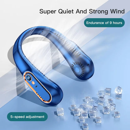 Hanging Neck Fan Digital Display Power Ventilador Bladeless Neckband Fan Portable Mini Air Cooler USB Rechargeable Electric Fans