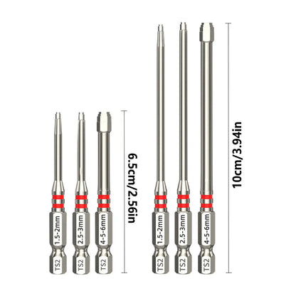 Screw Driver Bit Sets 6-Piece Magnetic Hex Shank Heads Tool Electric Screw Driver Bits For Carpentry Woodworking Projects Auto