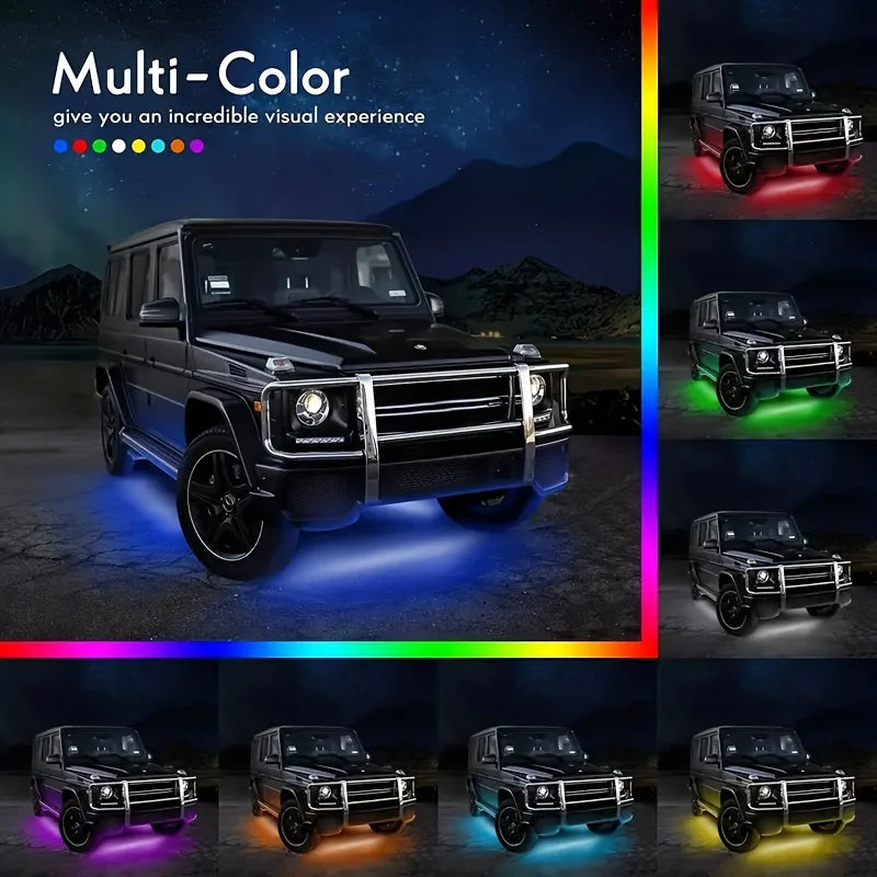 4pcs Car Underglow Neon Accent Strip Lights, App Control 16 Million Colors Music Mode Car Underglow Strip Lights Car Accessories