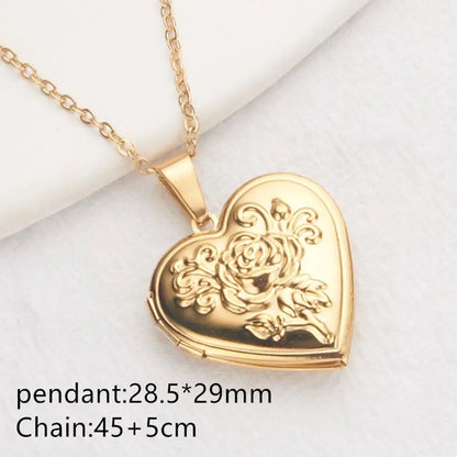 DIY Necklace Photo Picture Locket Necklace New Valentine's Day Openable Floral Heart Necklace Heart Locket Necklace