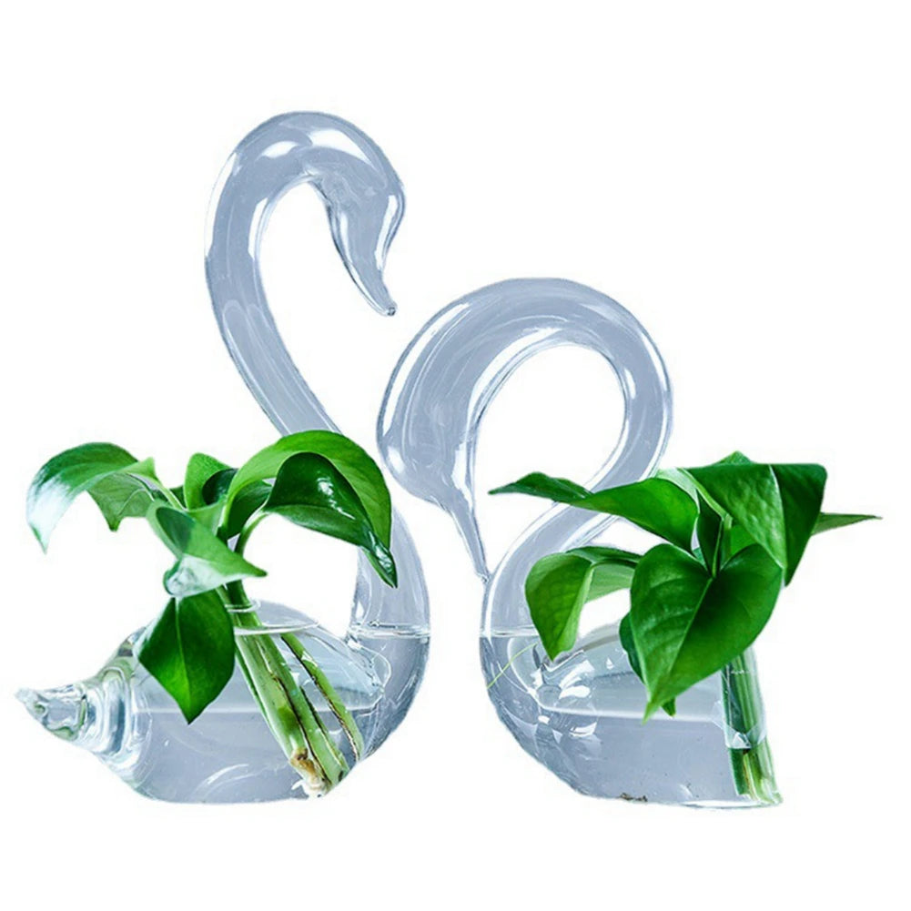 Transparent Glass Swan Shape Flower Vase Cute Glass Tabletop Vase Floral Plant Pots Terrarium Container Home Wedding Decor