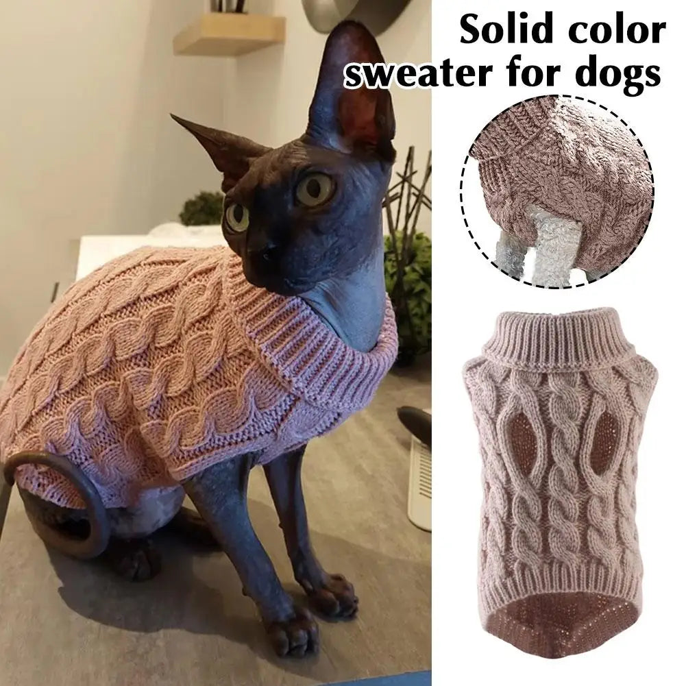 New Pet Small Pet Dog Clothes Sweater Fashion Autumn Winter Solid Fried Dough Twists Knitting Warm Comfort Clothing