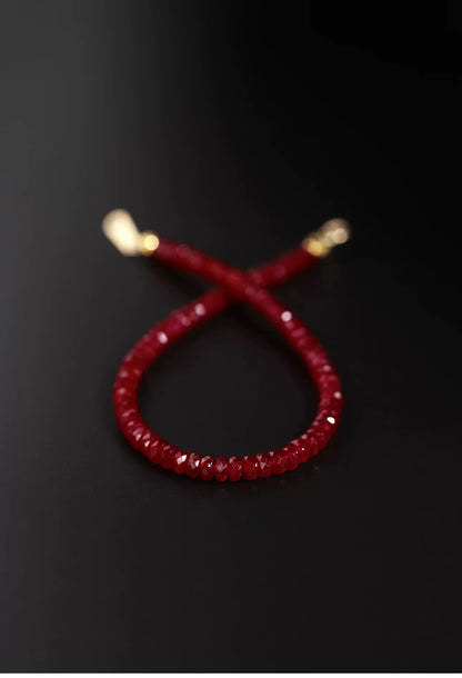 18K Gold bracelet  Natural ruby Fine Jewelry New Real for Women Au750  Design Simple Fashion Fine Jewelry Gift for Women  S512