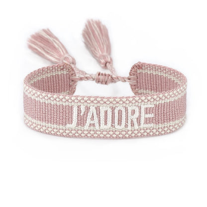 Rhinestone Embroidery Woven Bracelets Adjustable Rope Stackable Bangle For Women