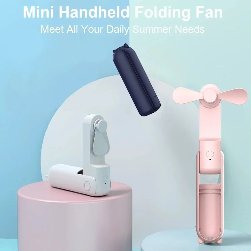 Portable Mini Handheld Fan USB Rechargeable Adjustable Foldable Handheld Fan Suitable for Women, Travel, Outdoor Use Gift