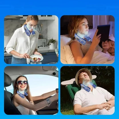 Lenovo Neck Fan 5 Speed Rechargeable Portable Digital Display 4000mAh Bladeless Electric Fan Hands Free Wearable Air Conditioner